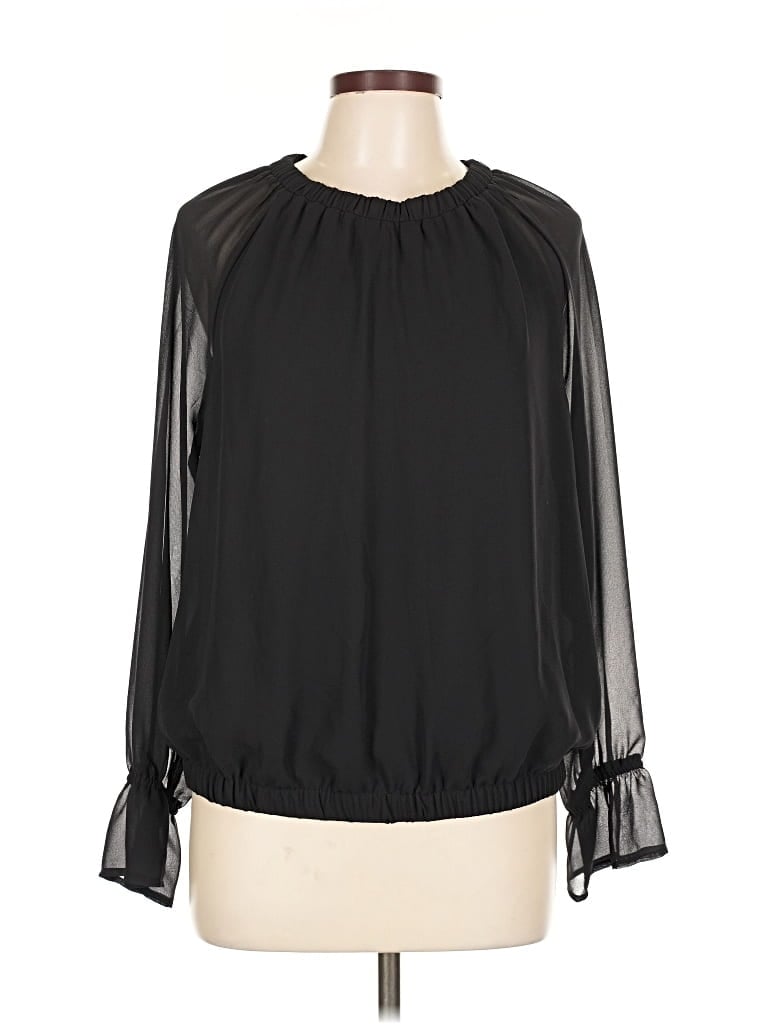 Pre-owned Nine West Long Sleeve Blouse In Black