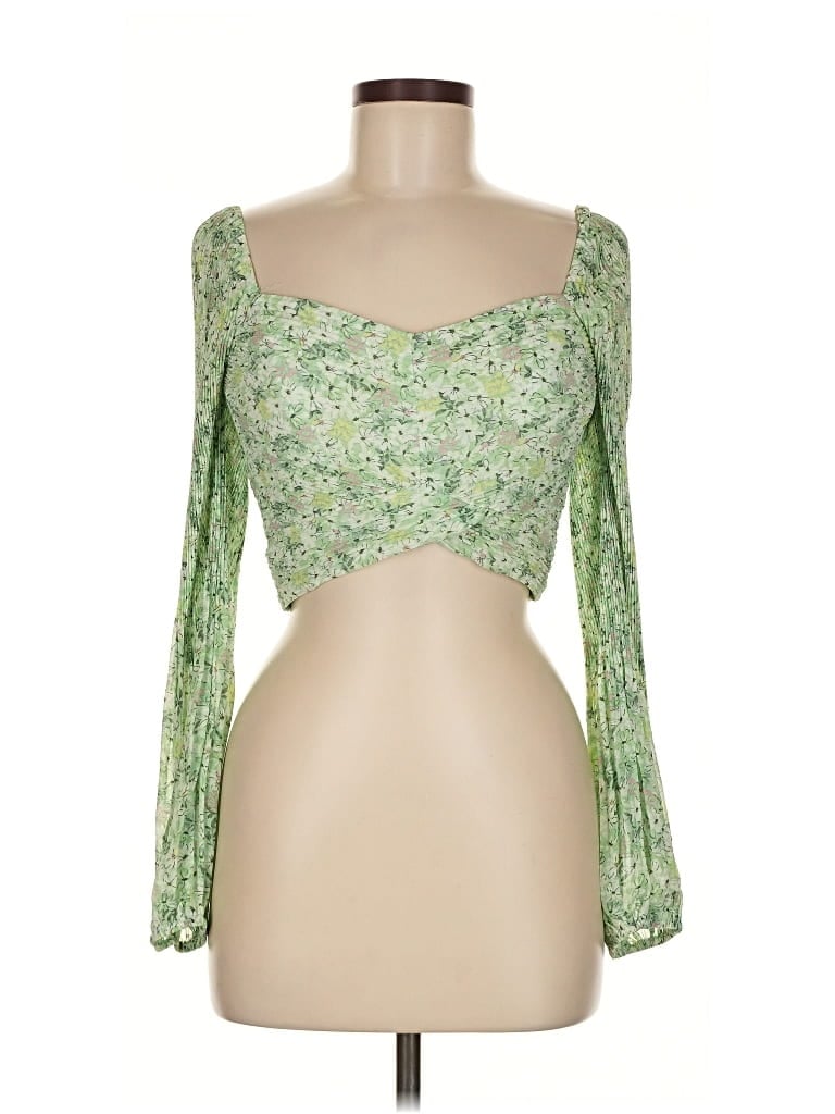 Pre-owned Astr 3/4 Sleeve Top Green Sweetheart Neckline Tops