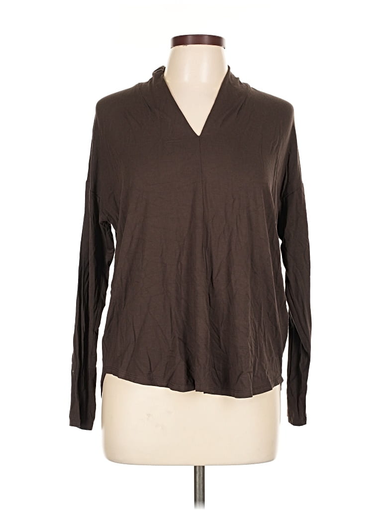 Up Long Sleeve Polo Shirt In Brown
