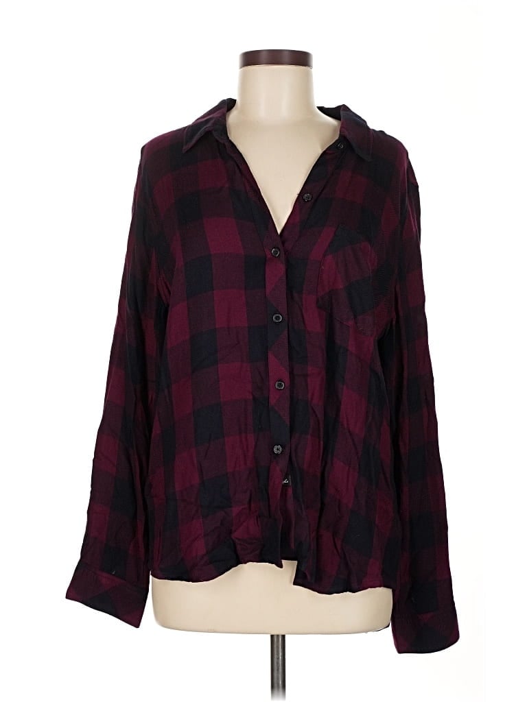 Pre-owned Rails Long Sleeve Blouse In Burgundy