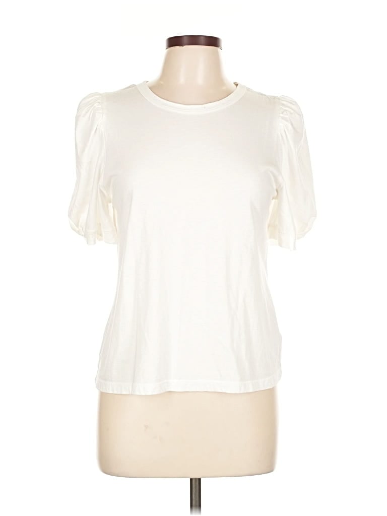 Pre-owned A New Day Short Sleeve Top Ivory Keyhole Neckline Tops In White