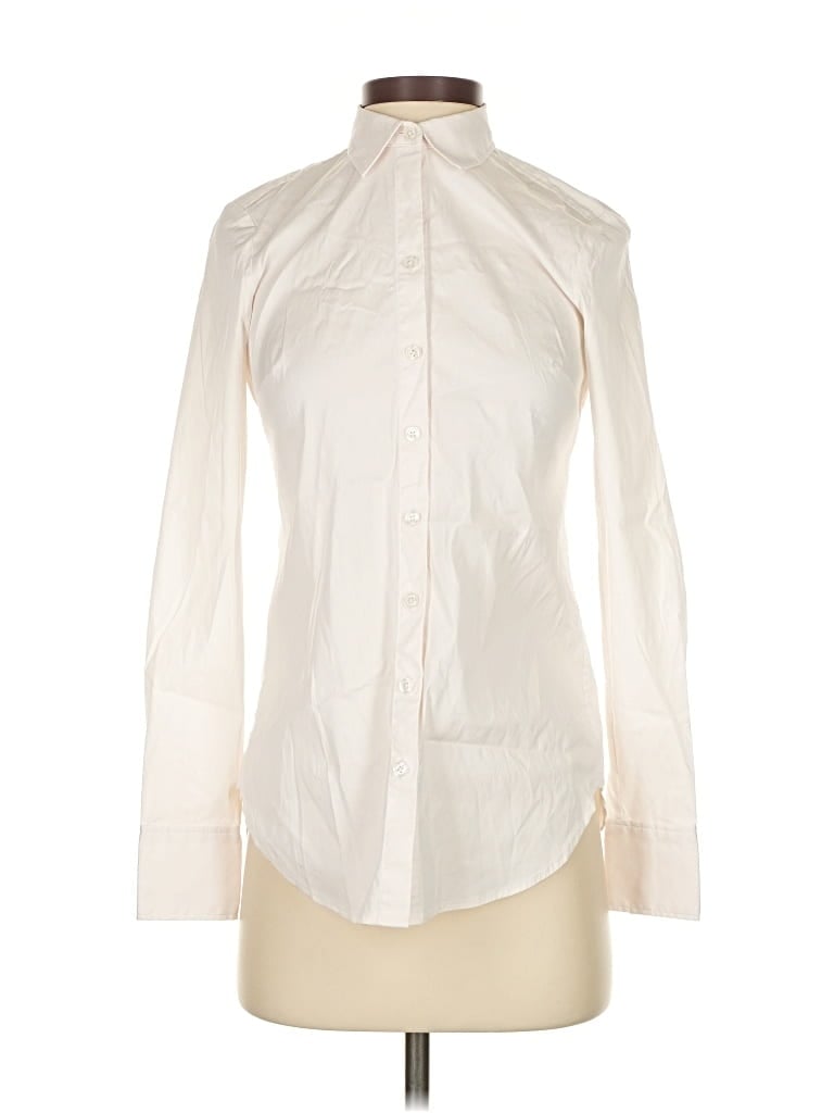 Pre-owned Ann Taylor Long Sleeve Blouse In White