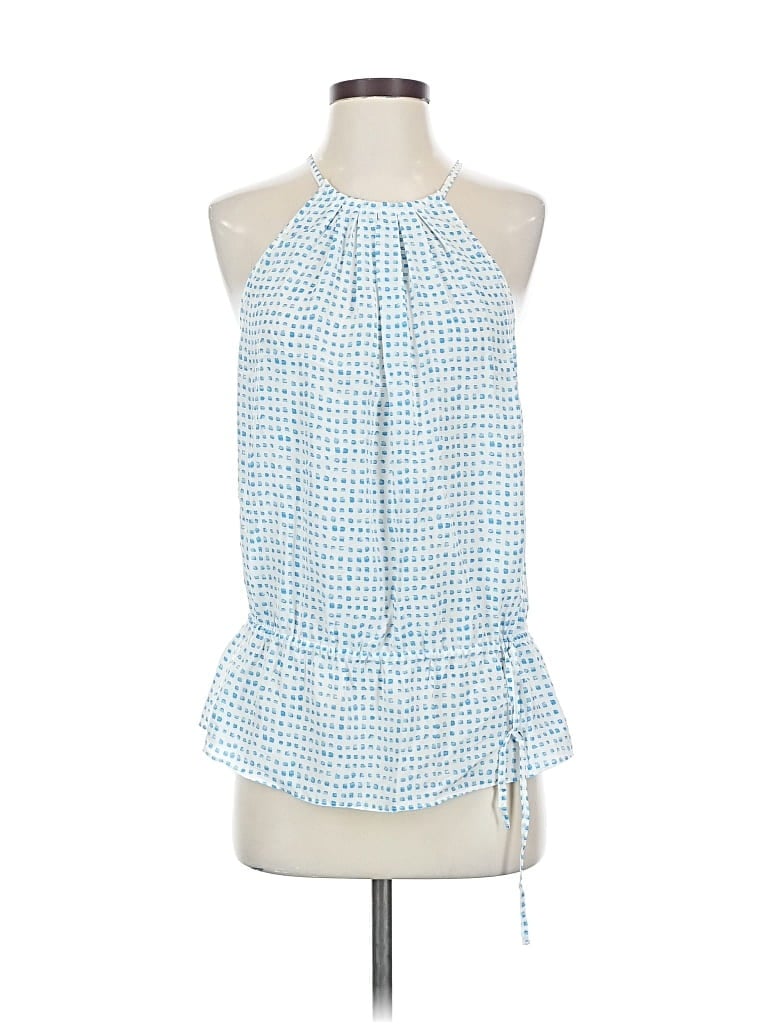 Pre-owned Joie Sleeveless Silk Top Blue Halter Neckline Tops