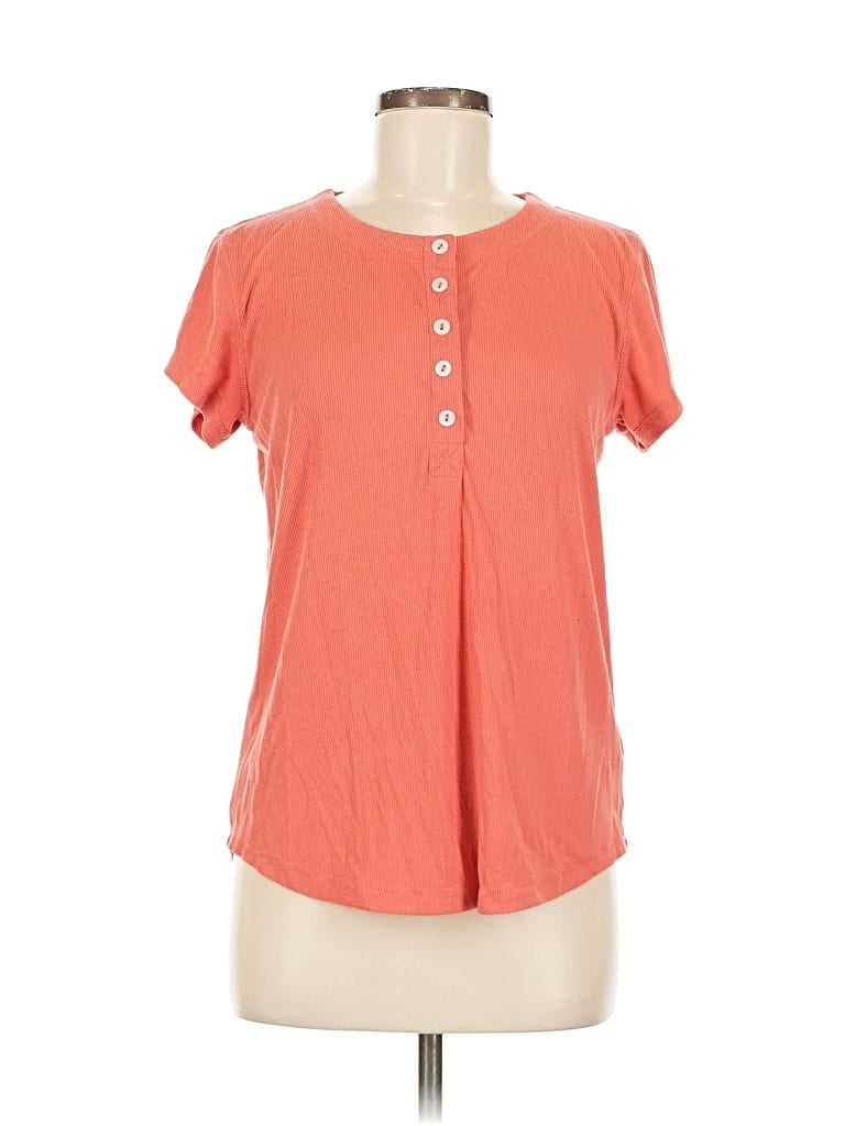 Pre-owned Cabi Short Sleeve Top Orange Keyhole Neckline Tops