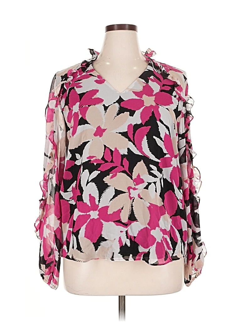 Pre-owned Calvin Klein 3/4 Sleeve Blouse In Pink