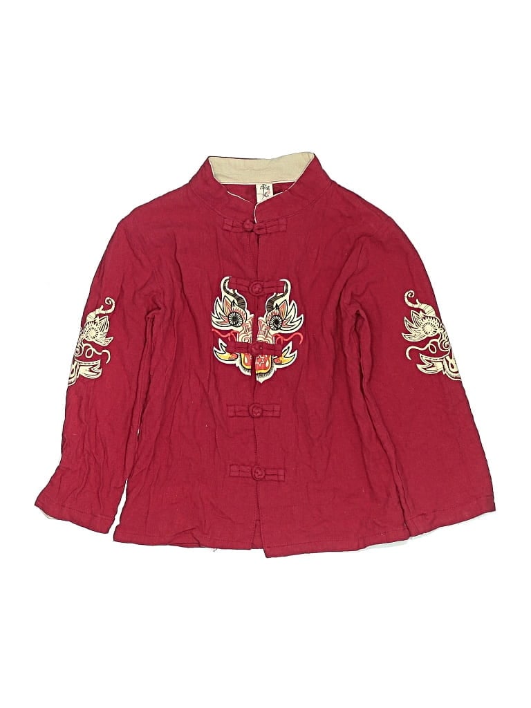 Pre-owned Unbranded Kids' Long Sleeve Button Down Shirt In Burgundy