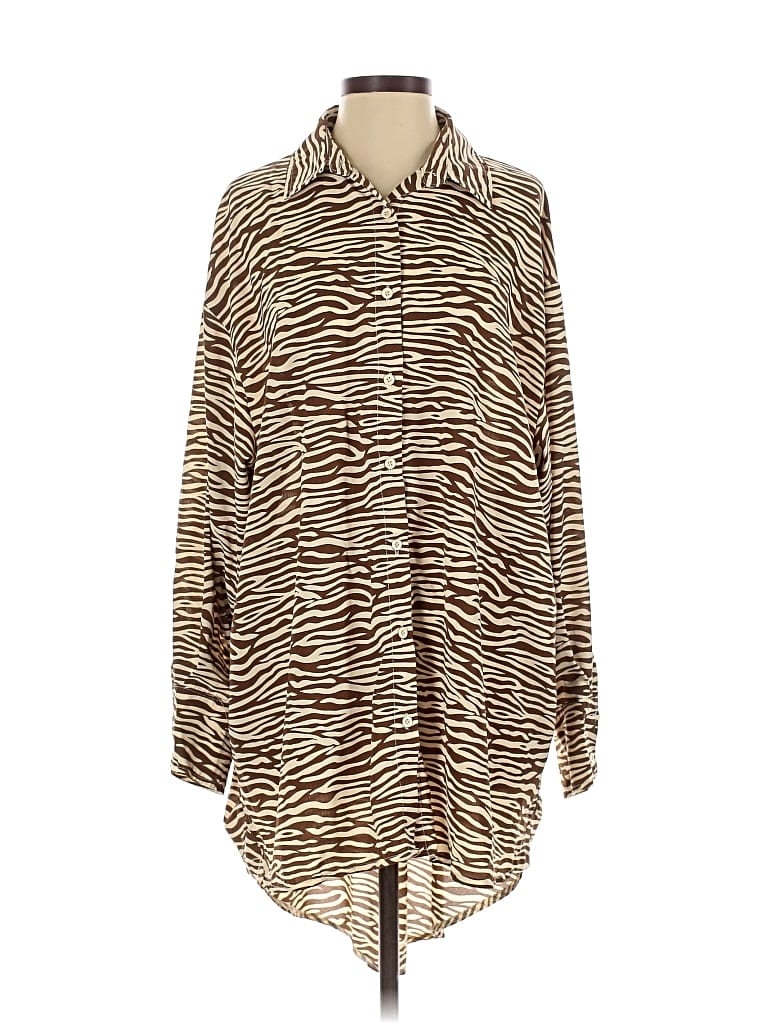 Pre-owned Princess Polly Long Sleeve Blouse In Brown