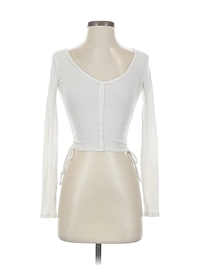 Pre-owned Hollister Long Sleeve Top Ivory Sweetheart Neckline Tops In White