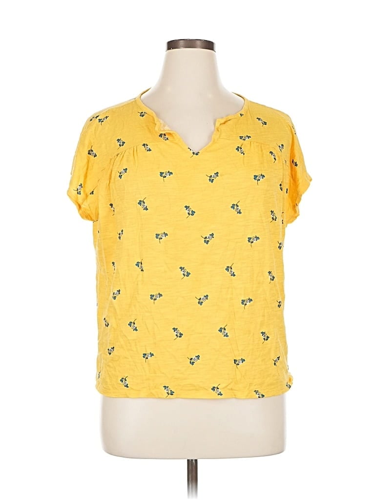 Pre-owned Ann Taylor Loft Outlet Short Sleeve Top Yellow V Neck Tops