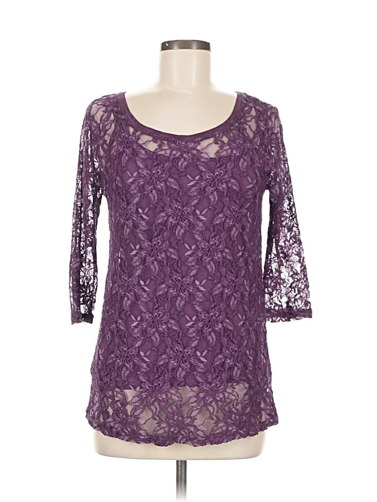 Pre-owned Dkny Jeans 3/4 Sleeve Top In Purple