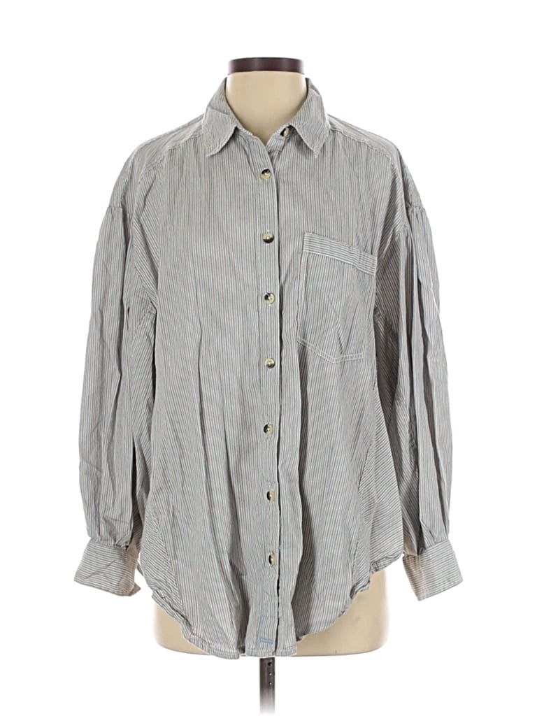 Pre-owned We The Free Long Sleeve Button Down Shirt In Gray