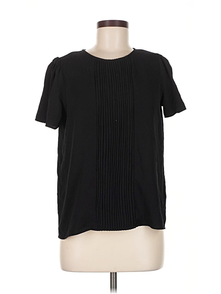 Pre-owned Cece Short Sleeve Top Black Crew Neck Tops