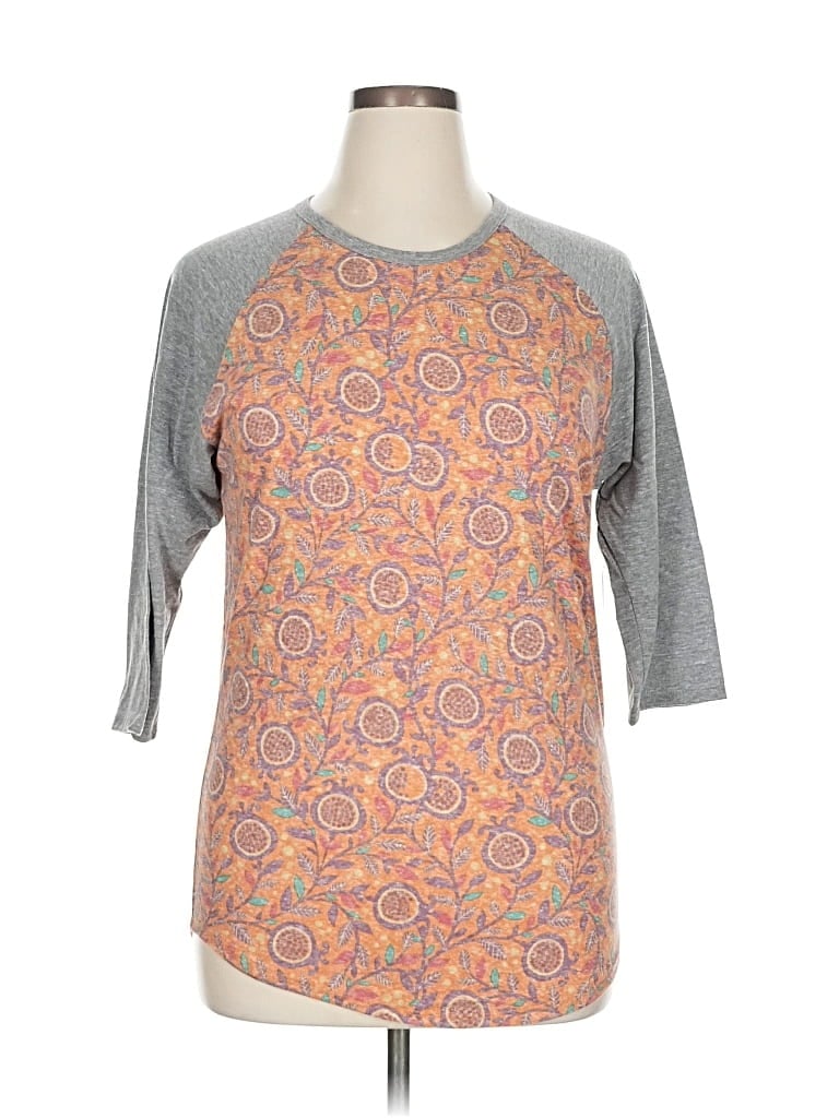 Pre-owned Lularoe 3/4 Sleeve T-shirt In Gray