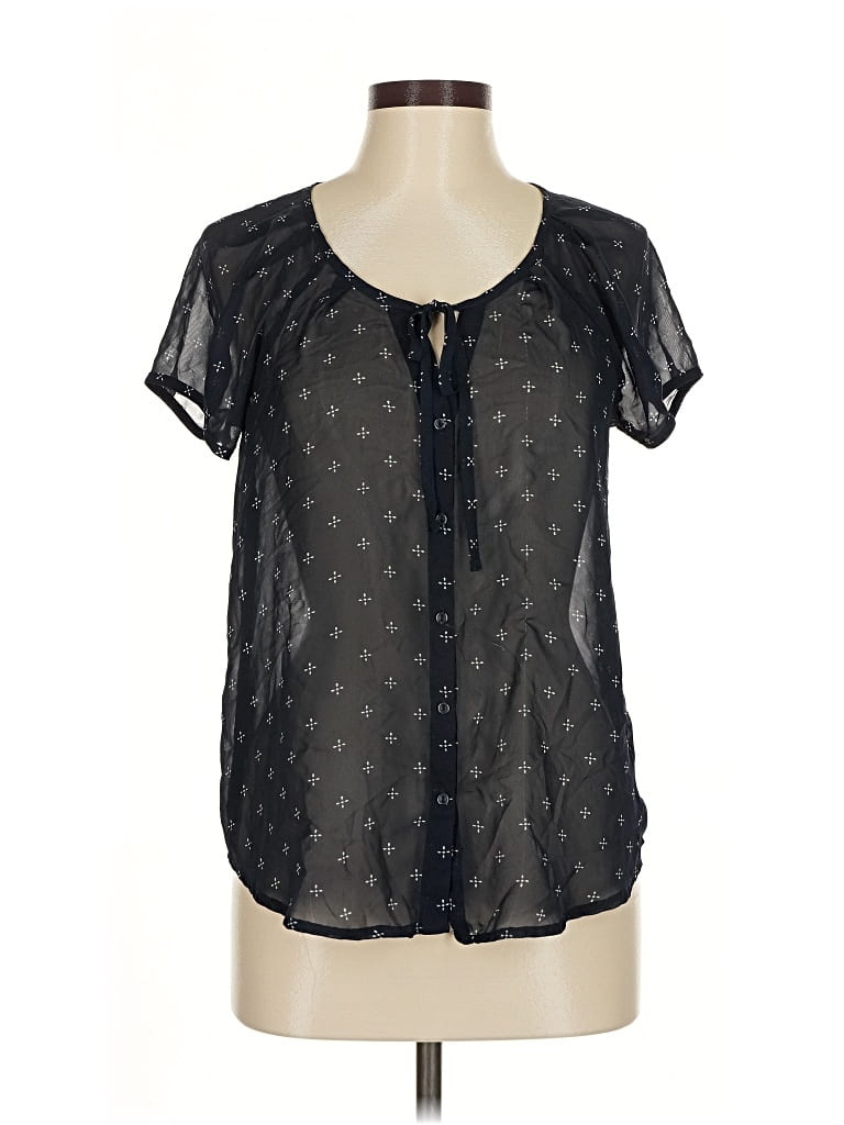 Pre-owned Old Navy Short Sleeve Blouse In Black