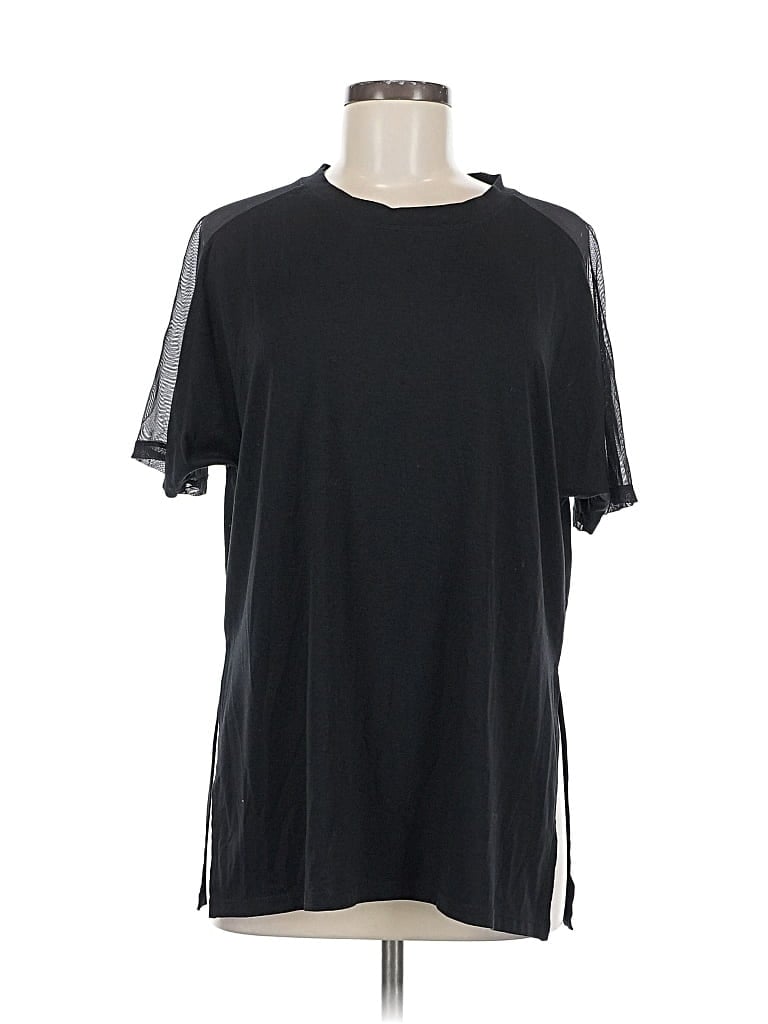 Pre-owned Athleta Short Sleeve Top Black Crew Neck Tops