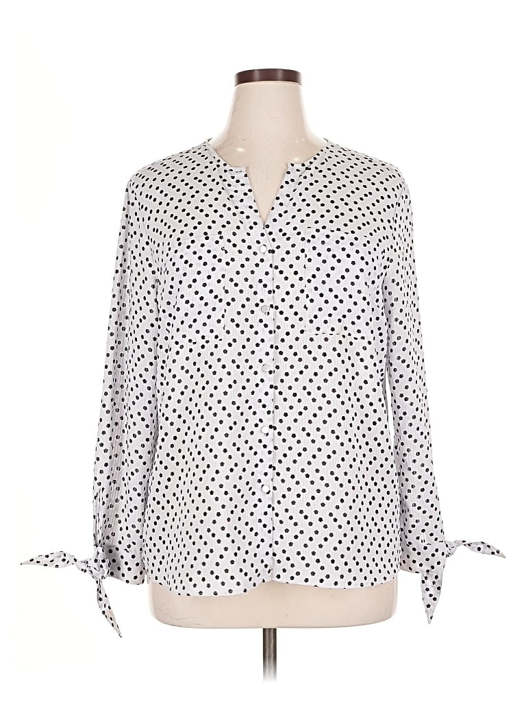 Pre-owned Jones New York Long Sleeve Blouse In White
