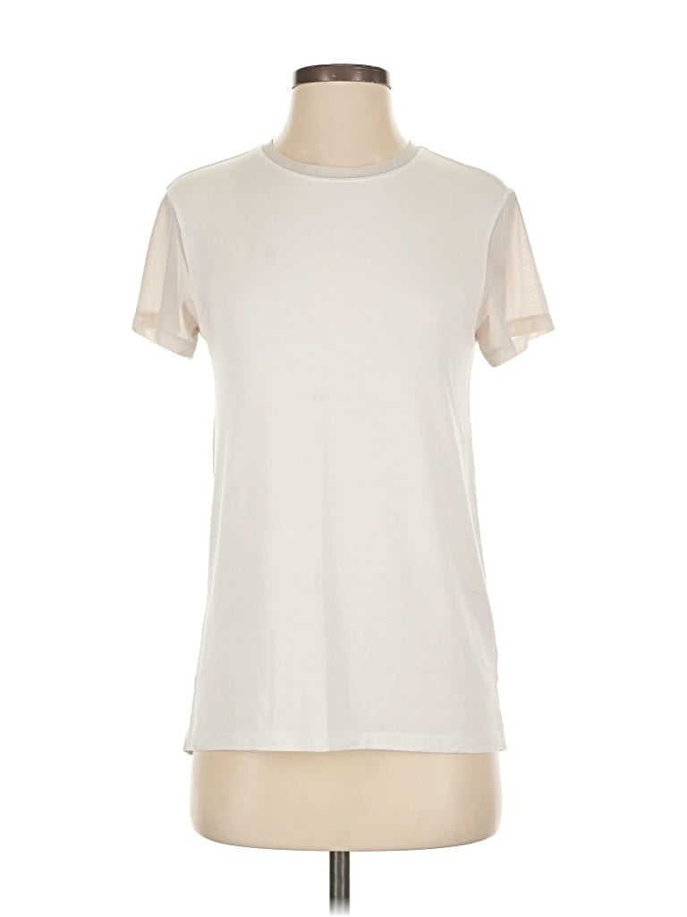 Pre-owned Athleta Short Sleeve Top Ivory Crew Neck Tops In White