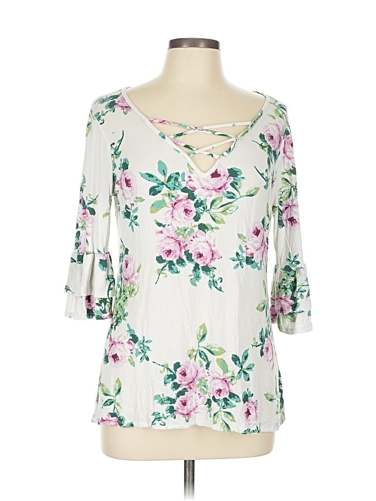 Pre-owned Andree By Unit 3/4 Sleeve Blouse In White