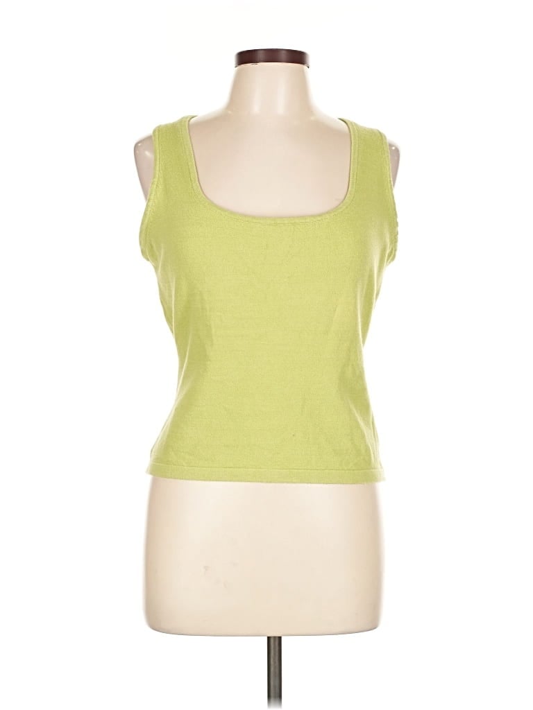Pre-owned Moda International Tank Top Green Square Neckline Tops