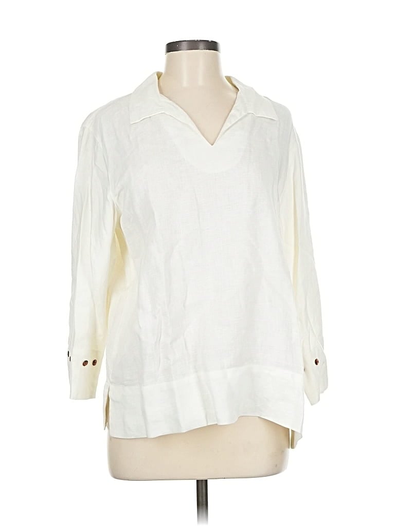 Pre-owned Jjill 3/4 Sleeve Blouse In White