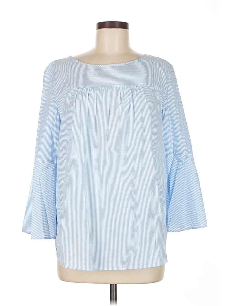 Pre-owned Ann Taylor Loft Outlet 3/4 Sleeve Blouse In Blue
