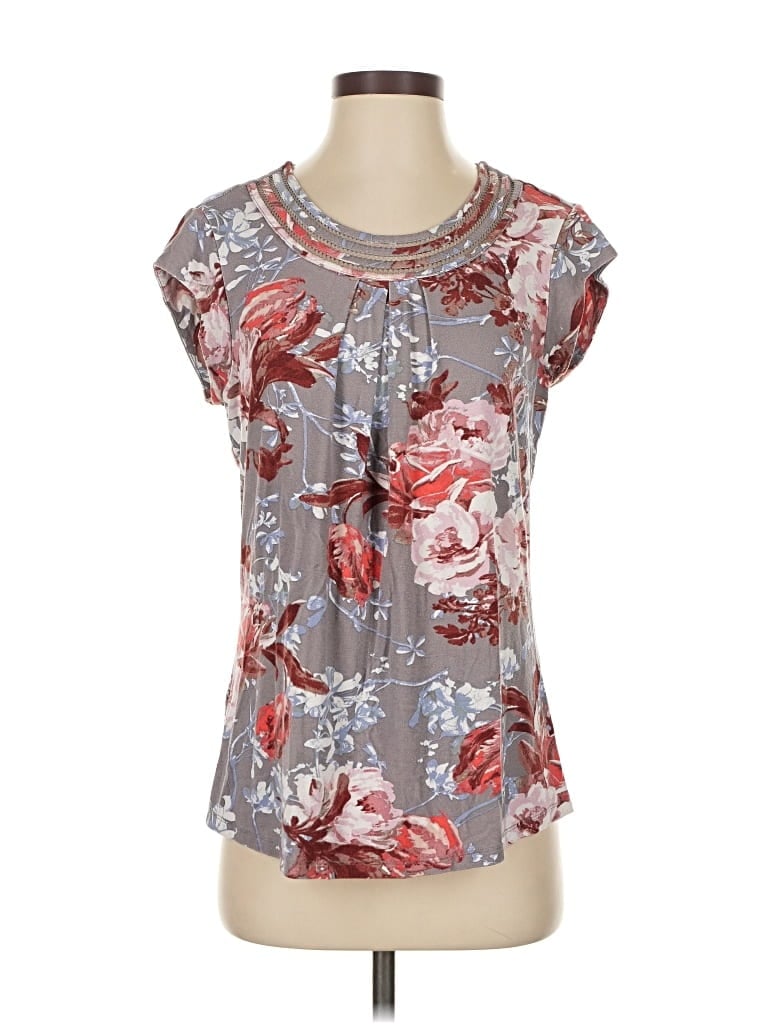 Pre-owned Daniel Rainn Short Sleeve Blouse In Gray