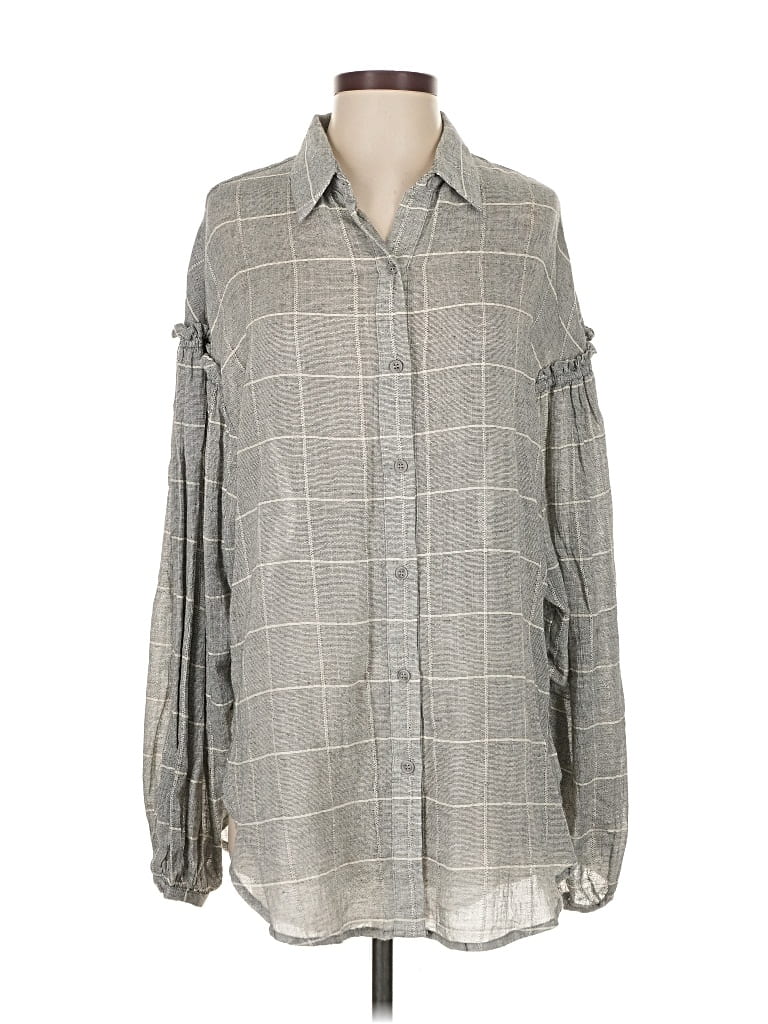Pre-owned Wishlist Long Sleeve Blouse In Gray