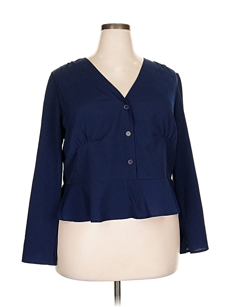 Eloquii 3/4 Sleeve Blouse In Blue