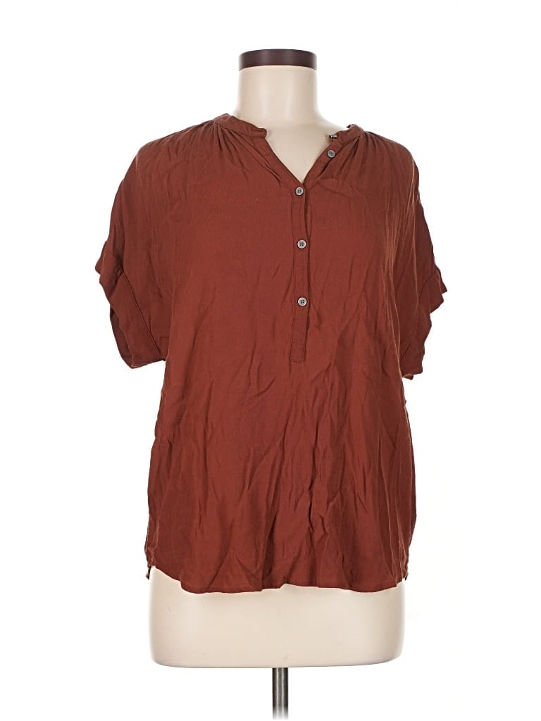 Pre-owned Point Sur Short Sleeve Blouse In Brown