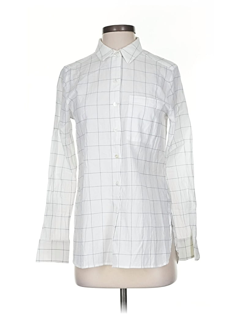 Pre-owned Theory Long Sleeve Button Down Shirt In White
