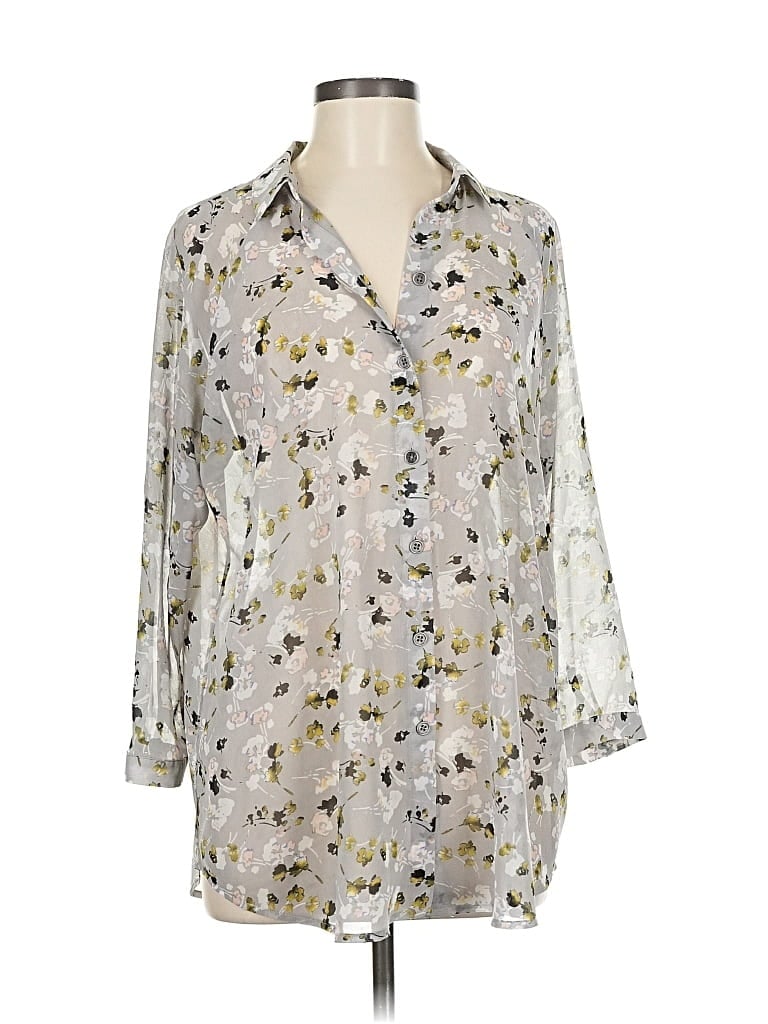 Pre-owned Cabi 3/4 Sleeve Blouse In Silver