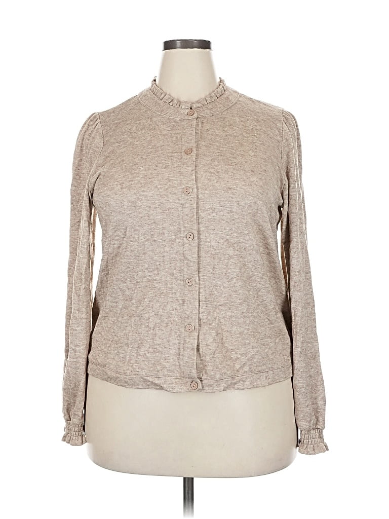 Pre-owned Gibson Look Long Sleeve Blouse In Brown