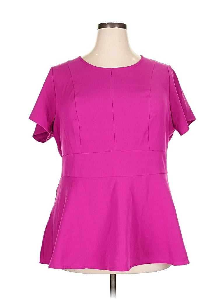 Pre-owned Lane Bryant Short Sleeve Top Pink Square Neckline Tops