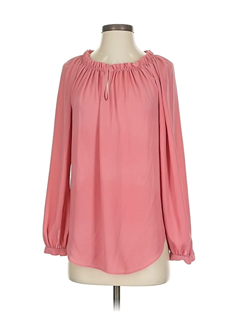 Pre-owned Ann Taylor Long Sleeve Blouse In Pink