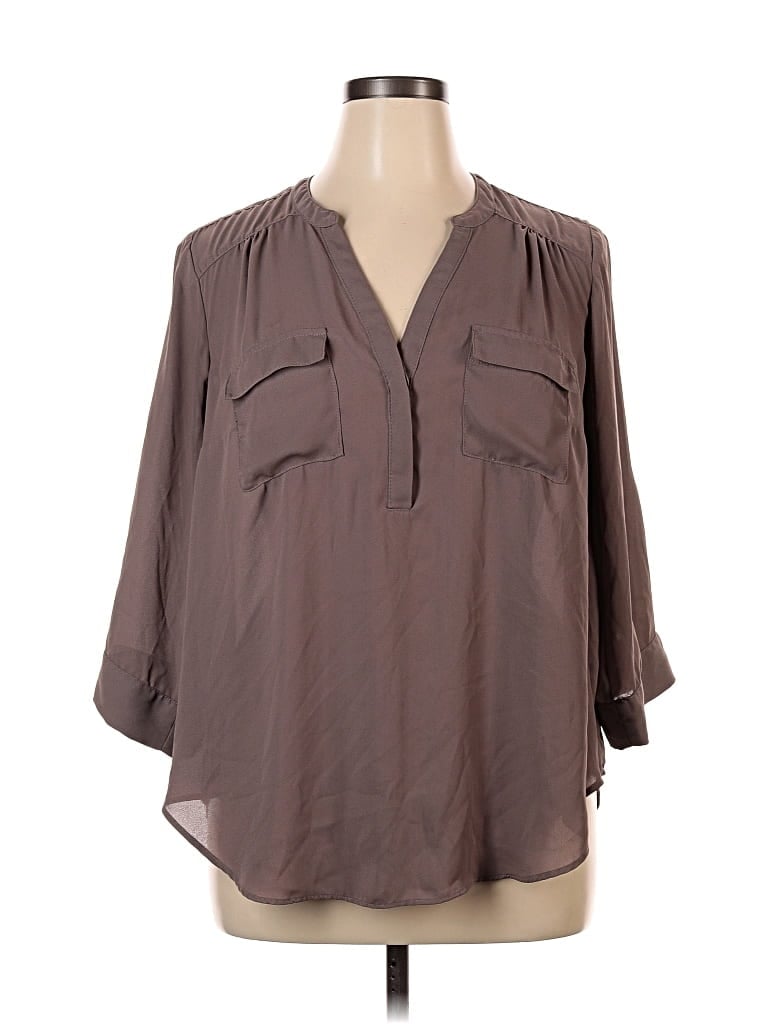 Pre-owned Torrid 3/4 Sleeve Blouse In Brown