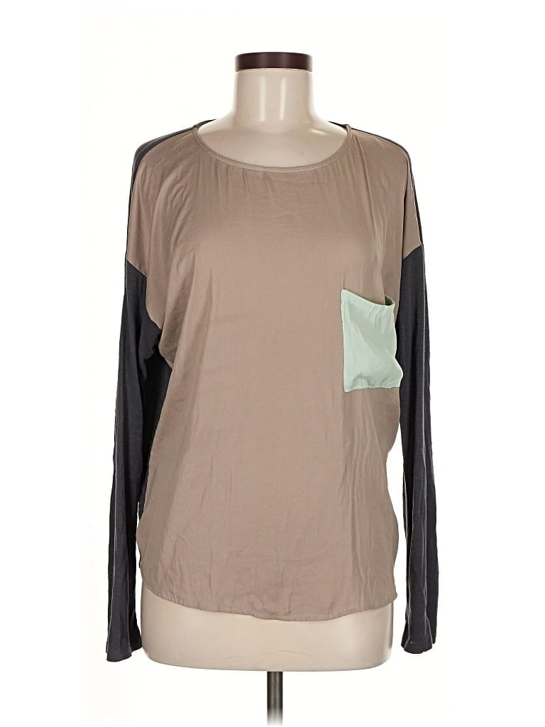 Pre-owned Left Coast By Dolan Long Sleeve Blouse In Brown