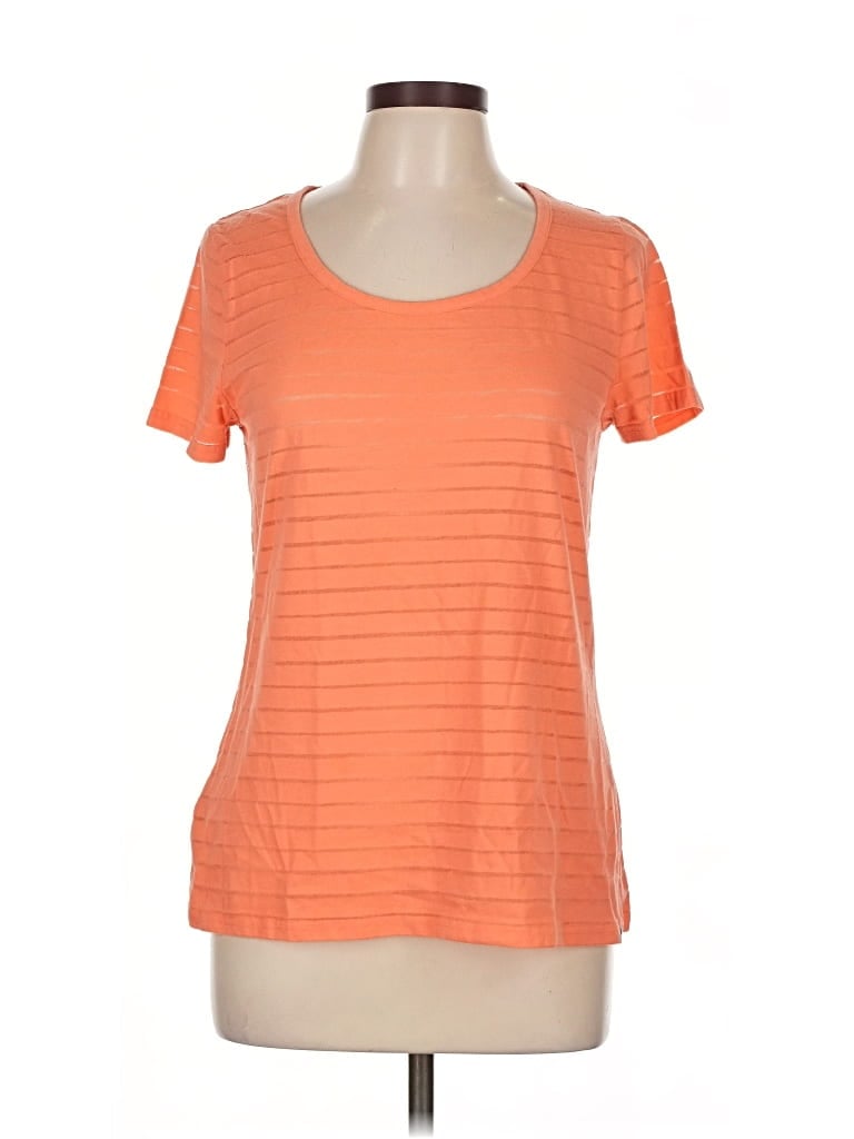 Pre-owned Eddie Bauer Short Sleeve Top Orange Scoop Neck Tops
