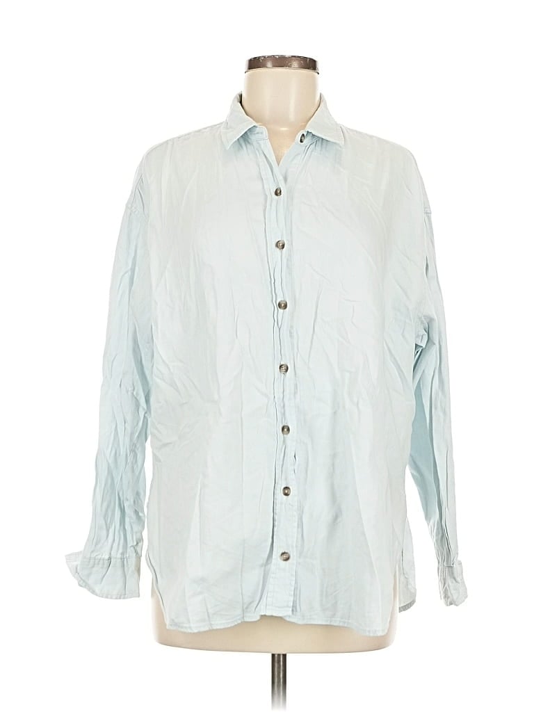 Pre-owned Universal Thread 3/4 Sleeve Button Down Shirt In Blue
