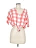 Express 100% Viscose Checkered-gingham Pink Short Sleeve Blouse Size M - photo 1