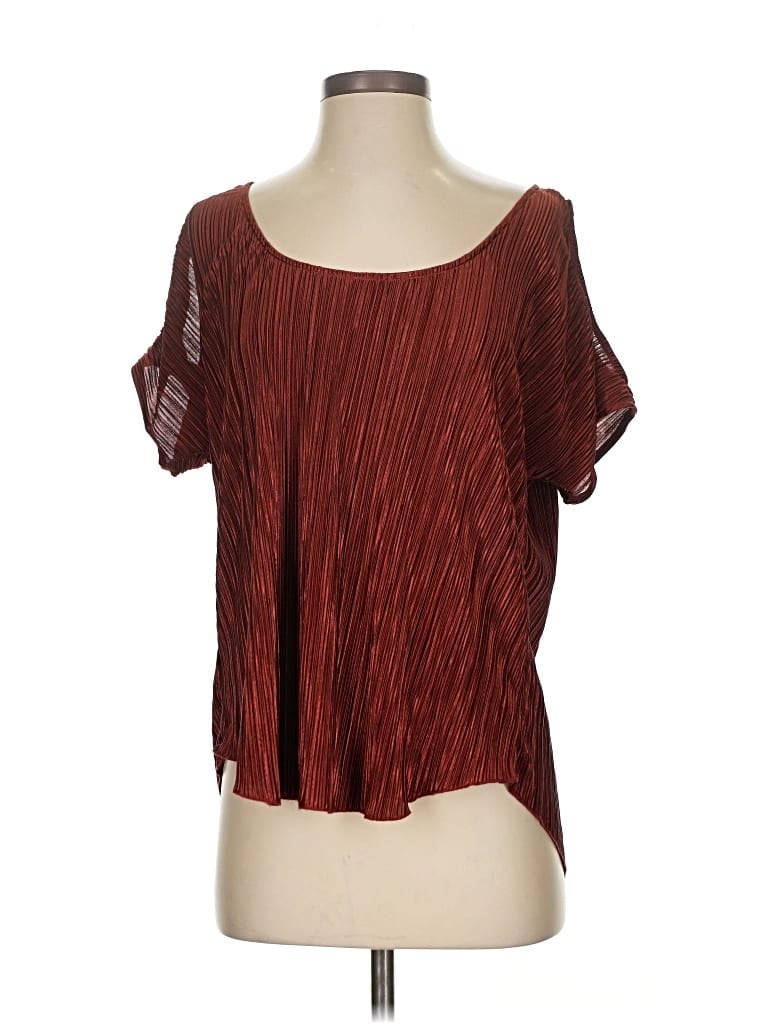 Pre-owned W By Worth Short Sleeve Blouse In Burgundy
