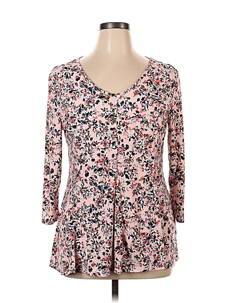 Pre-owned Roz & Ali 3/4 Sleeve Blouse In Pink