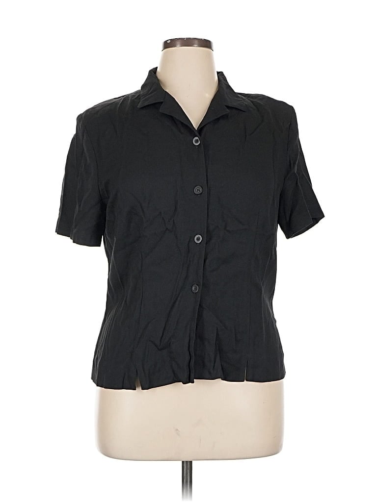 Pre-owned Sag Harbor Short Sleeve Blouse In Black
