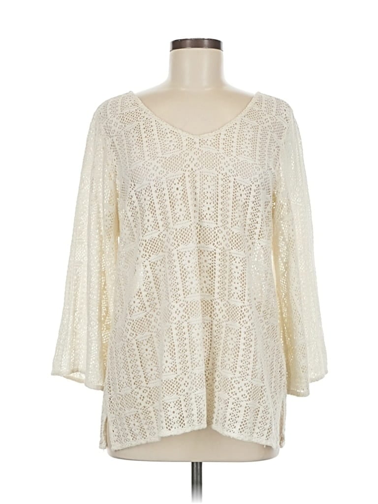 Pre-owned Lucky Brand 3/4 Sleeve Blouse In White
