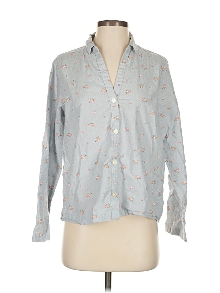Pre-owned Love By Gap Long Sleeve Button Down Shirt In Blue