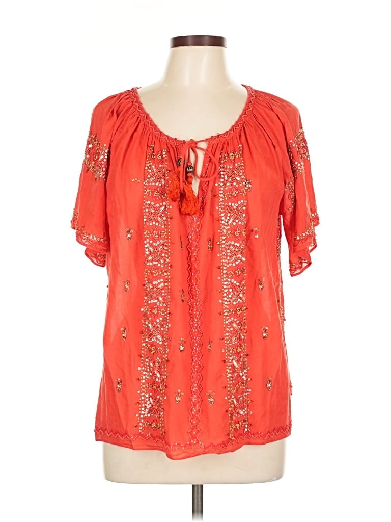 Pre-owned Calypso St Barth Short Sleeve Blouse In Orange