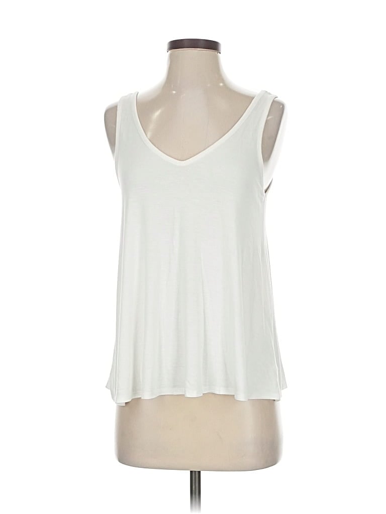 Pre-owned Luxe Tank Top White Plunge Neckline Tops