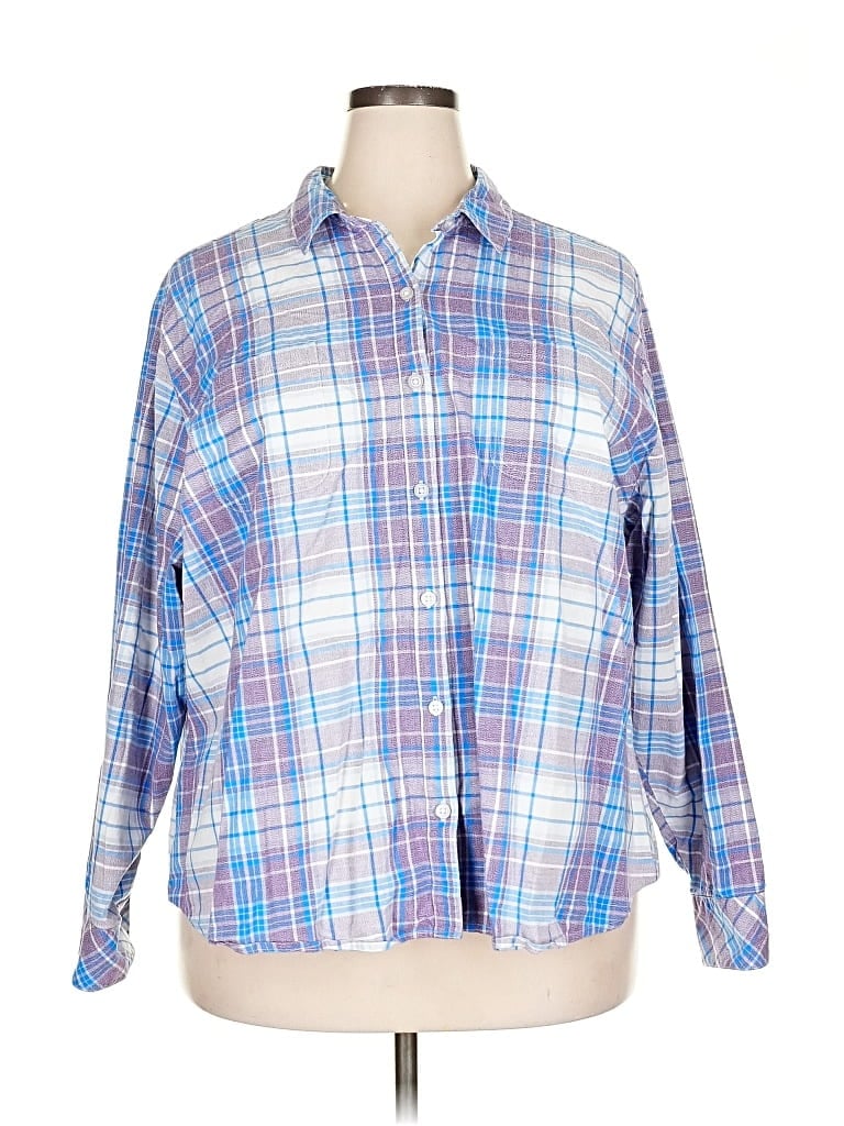 Pre-owned Riders By Lee Long Sleeve Button Down Shirt In Blue
