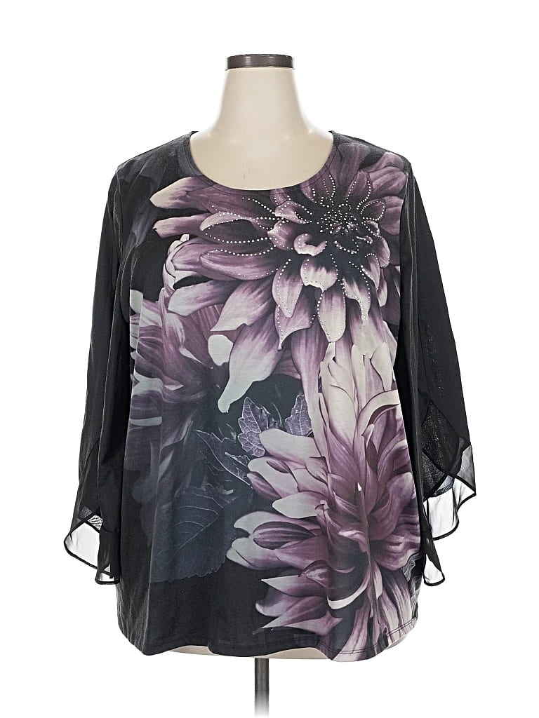 Pre-owned Catherines 3/4 Sleeve Blouse In Black