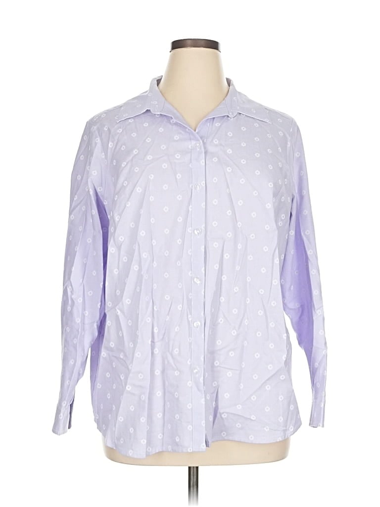 Pre-owned Croft & Barrow Long Sleeve Button Down Shirt In Purple
