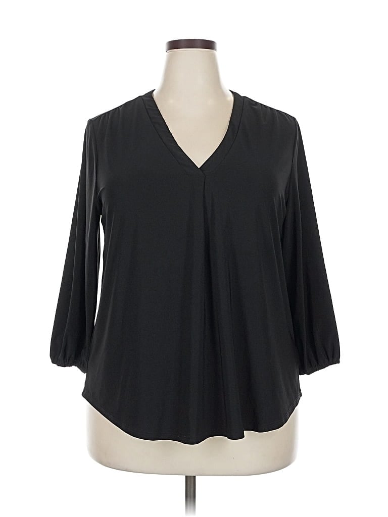 Pre-owned Two By Vince Camuto 3/4 Sleeve Blouse In Black